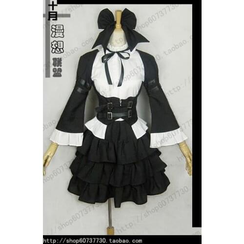 Black Lolita Anime Fairy Tail Erza Scarlet Maid Cosplay Costume Dress
