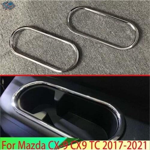 For Mazda CX-9 CX9 2017 2018 2019 Decorate Accessories ABS Chrome Mirror Surface Rear Seat Drink Cup Holder Chrome Trim