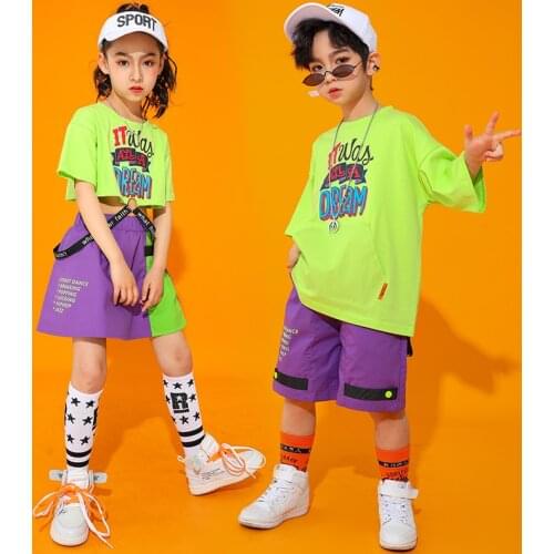 ChildrenS Hip-Hop Dande Costumes Performance Stage Outfits Short-Sleeved Hiphop Suit Jazz Street Dance Wear For Boys DQS5032