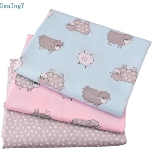 DwaIngY Sheep Series/Printing Twill Cotton Fabric For Sewing/ Patchwork,DIY Quilting Cloth Fat Quarters Baby Doll Material Meter