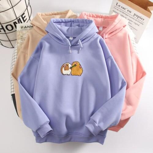 Aesthetic Goth Kawaii Guinea Pig Print Hoodie Harajuku Sweatshirt for Women Autumn Winter Long Sleeve Hoody Kpop Fashion Ladies