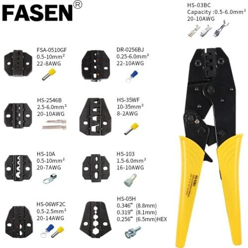 HS-03BC Crimping pliers 8 jaw for plug spring/tube/insulated/non insulated/crimping cap/coaxial cable connector kit clamp tools