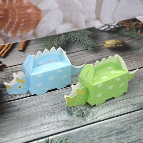 10Pcs Cartoon Dinosaur Candy Box Paper Triceratops Favors Boxes for Kids Birthday Party Decorations Boys Baby Shower Gift Bag