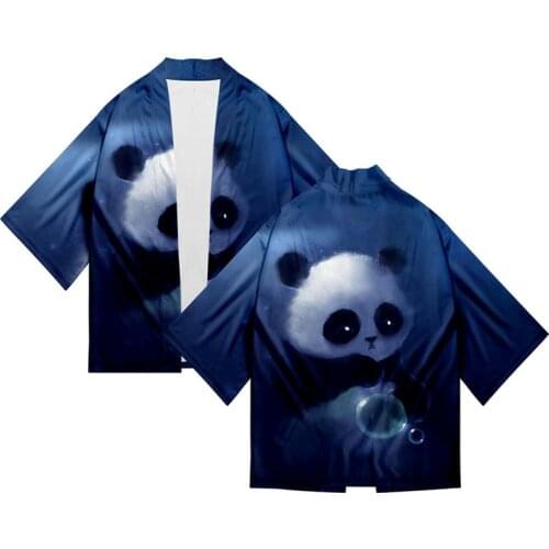 Fashion Print Panda Cute Cartoon 3d Print Kimono Shirt Men Seven Point Sleeve Tops 3D Cardigan Jackets Streetwear Plus Size 4XL