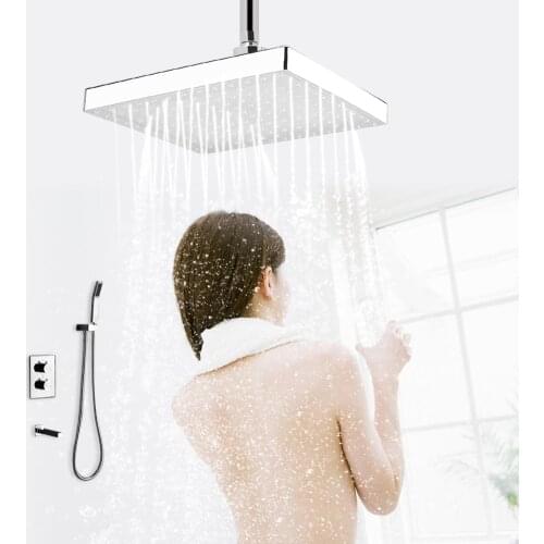 Adjustable 8 Inch Durable Square Chrome Face Rainfall LED Shower Head 7 Colors Changing Romantic Light Home Low FlowTool