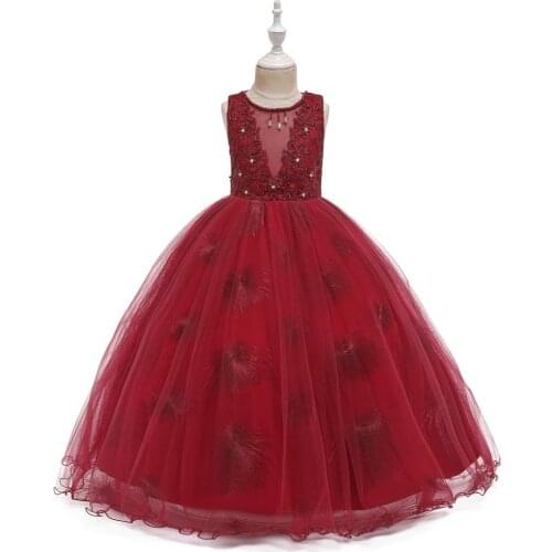 2-12 Years Kids Dress Flower Lace Elegant Teenagers Ball Gowns Girls Party Bridesmaid Princess Long Dresses