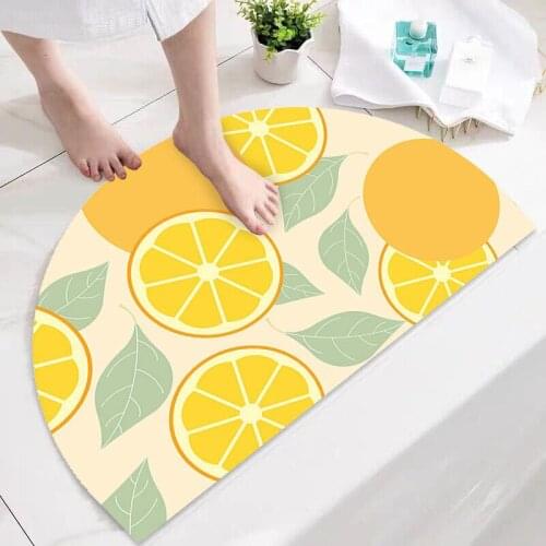 Semi-Circular Entrance Doormat Bedroom Living Room Carpets Bathroom Entrance Non-slip Mats Cartoon Fruit Carpet Home Decoration