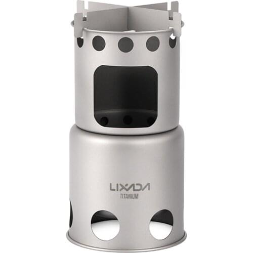 Lixada Portable Camping Wood Stove Folding Lightweight Titanium Wood Burning Backpacking Stove for Outdoor Hiking Cooking Picnic