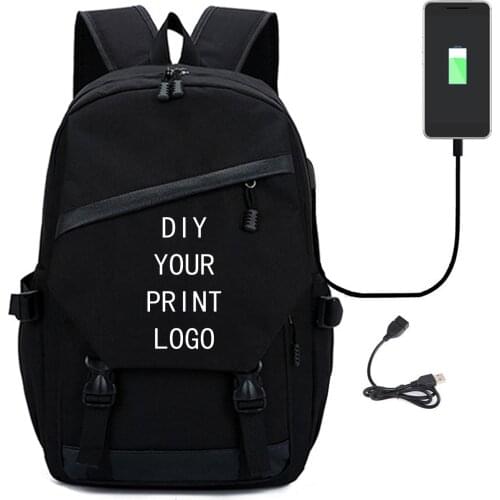 KPOP DIY Logo Print Backpack Package Usb Student A Bag Leisure Time Travel Backpack Customized Canvas Bag
