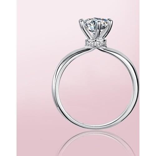 Special design 925 Silver Moissanite Ring 6 claws luxury setting round excellent cut Engagement Anniversary Gift