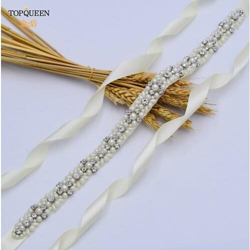 TOPQUEEN S380 Pearl Belts for Dresses Jeweled Belts for Bridesmaids Dresses Bride Belt Womens Evening Dress Sash Luxury Belt