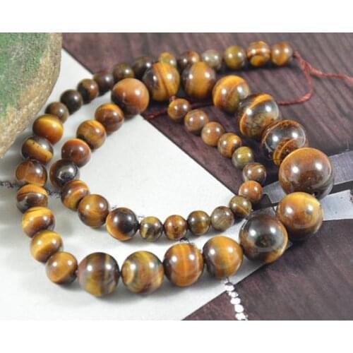 Unique Pearls jewellery Store Round Luster Yellow Tiger Crystal Stone Quartz 6mm-14mm Gemstone Loose Beads One Full Strand 15