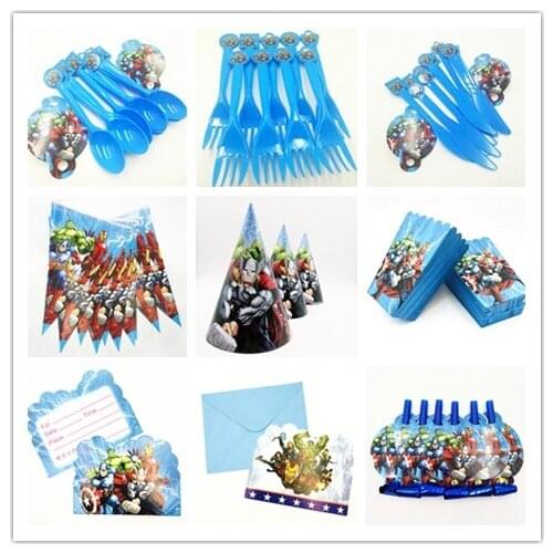 The Avengers Party Superhero Tablecloth cups Straw Candy box Party Supplies Disposable Tableware Decoration Gift Favor Set