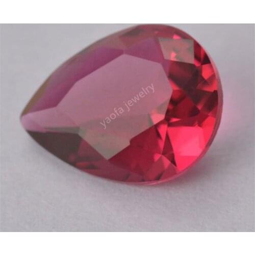 High Quality 5A 2x3~13x18mm 5# Dark Rose Red Color Glass Pear Shape Brilliant Cut Loose Glass Stone Synthetic Gems For Jewelry