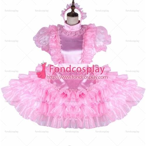 Lockable Sissy maid satin-Organza dress Uniform cosplay costume Tailor-made[G1988]