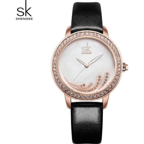 Shengke Creative Women Watches Crystal Dial Ladies Leather Wrist Watch Reloj Mujer 2021 New SK Gift Watches For Women #K0085