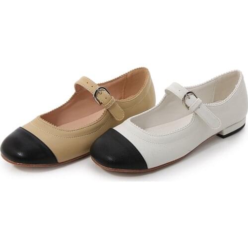 Mary Jane Women Shoes New Low-heeled Shallow Retro Stitching Fabric Comfortable Flat Shoes For Summer Autumn 2021