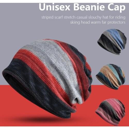 Winter Thermal Skullies Beanies Women Polyester Scarf Double Use Colorful Hedging Caps Female Bonnet Hat for Outdoor Cycling Ski