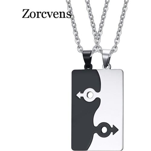Modyle 1 Pair Pendants Necklace For Men Stainless Steel Link Chain Necklace Jewelry Romantic Design Love Forever