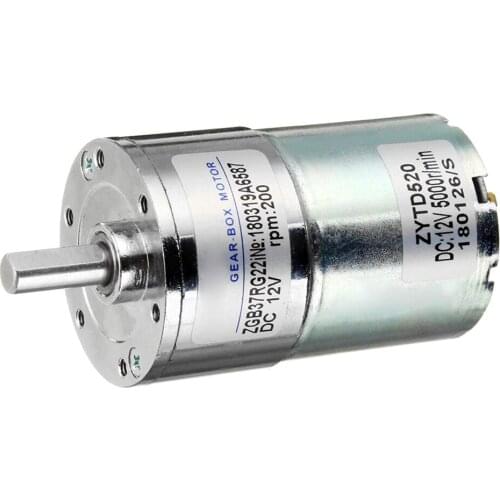 1Pcs ZGB37RG 12V 200RPM Reduction Motor DC Gear Motor 6mm Eccentric Shaft Output Low Speed High Torque Metal for Electrical
