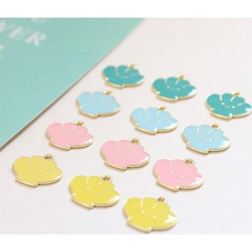 10pcs New Korean Color Cartoon Drop Earrings For Women Fashion Shell Alloy Epoxy Pendant diy Jewelry Keychain Accessory Material
