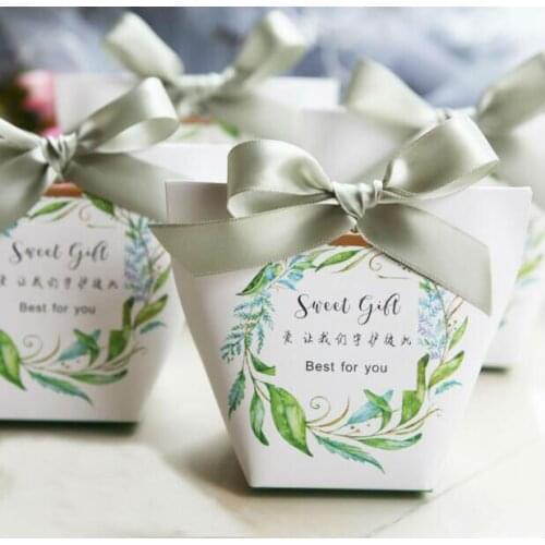 100 Pcs Sweet Gift Wedding Favors Candy Boxes Sachet Bomboniera Party Favors Gift Box Paper Candy Bags Chocolate Box