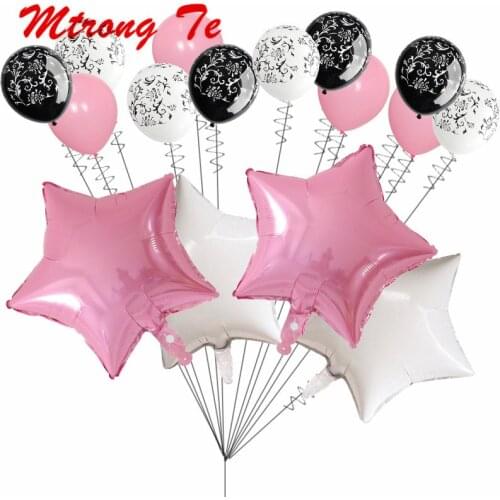 16pcs 18inch White Star Foil Helium Balloons 12inch Damask Latex Globos Wedding Birthday Party Decorations Supplies Kids Toys