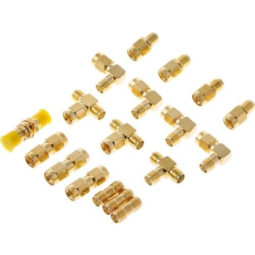 18 Pcs/Set Connector Kits Male Female SMA Plug Antenna Converter Coaxial Adapter R9UA