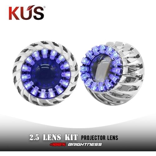 2.5 Inch Bi xenon Projector Lens DRL LED Running Lights Lotus Angel Eyes HID for Headlights H4 H7 Car Retrofit Headlamp