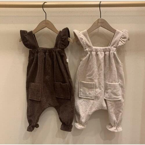 2021 New Fashion Cute Newborn Kids Baby Girl Jumpsuit Boy Bib Pants Bodysuit Overalls Corduroy Outfits Kids Clothes Size 1-3Y
