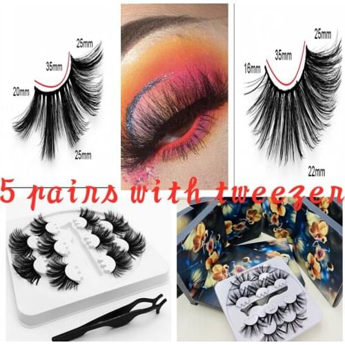 5 pairs 25mm fake Eyelashes 100% Mink Eyelashes Mink Lashes Natural Dramatic Volume Eyelashes Extension False Eyelashes