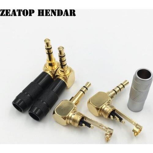 5Pcs Right Angle 3.5mm 3 4 Pole Audio Jack 3.5 Stereo Male Plug for DIY Repair Headphone Earphone 6mm Cable Black and Silver