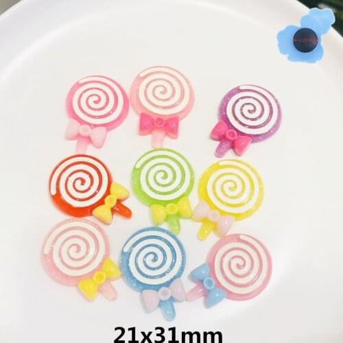 50pcs Wholesale Lollipop Resin Shoes Accessories Garden Shoe Decorations For Children Croc Jibz Charm Party Gift