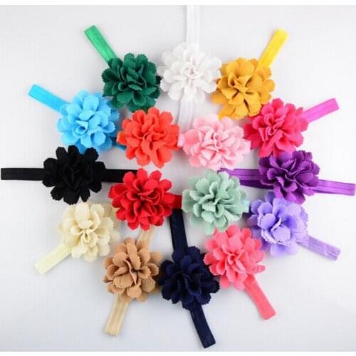 50 pcs/lot , 3" Chiffon Fabric Flowers Artificial Flower Elastic Headband