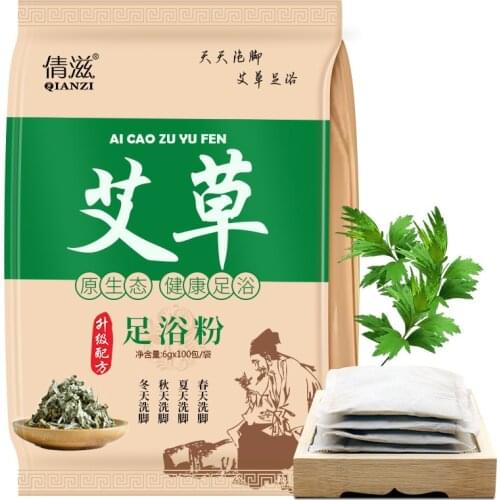 6g X 100bags Foot Bath Powder Saffron Ginger Wormwood Foot Powder Bag Foot SPA Massage Powder Dehumidification Relaxation