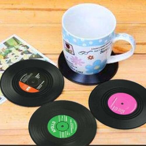 6pieces / Set Spinning Retro Vinyl Disc Drink Coasters