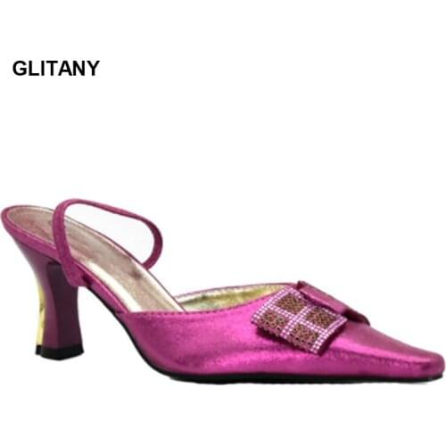 African and Italian foot high heels shoes with rhinestone toe caps, pointed high heels for party ladies banquet