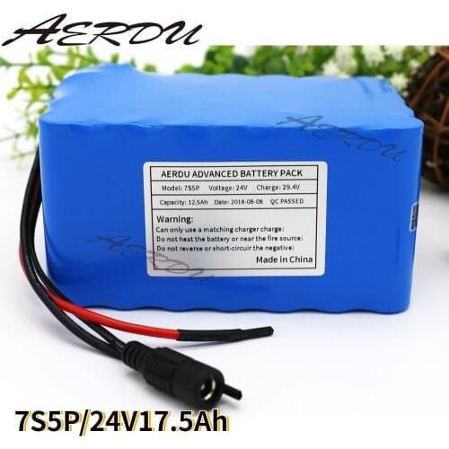AERDU 7S5P 24V 17.5Ah with 25A BMS 29.4V Li-ion Battery Pack Electric Unicycles Moped Ebike Scooters Light Bicycle Wheelchair