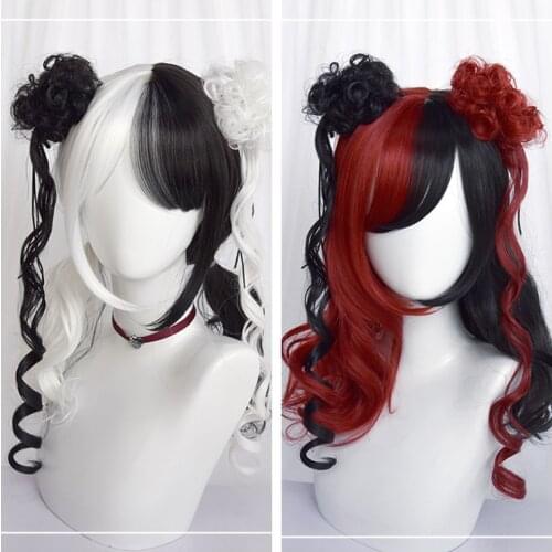 Free Postage Re:Life in a Different World from Zero Goth black white red double sculpt Hairpiece Periwig Cosplay Wig Hairpiece