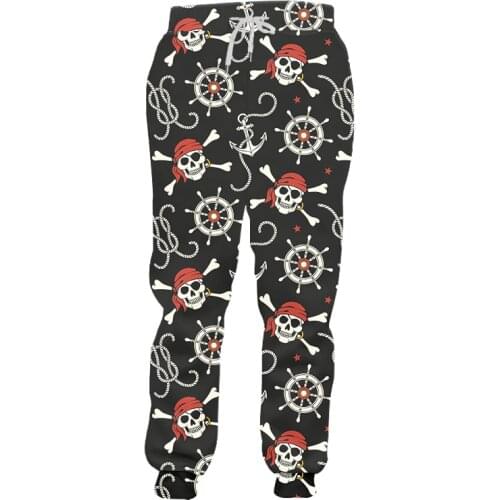 IFPD Women/mens 3D Printed Pirate Skull Jogger Pants Unisex Casual Sweat Pants Cool Streetwear Plus Size Trousers