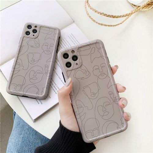 Abstract Line art painting Phone Case For iphone 11 Pro Max 7 8 plus X XR XS Max SE 2 12 mini Back Cover Retro Pattern Soft Case