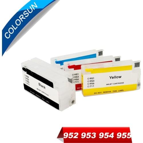 Colorsun For HP954 952 953 955 Refillable Ink Cartridge For HP OfficeJet Pro 7740 8210 8710 8720 8730 Printer with ARC chips