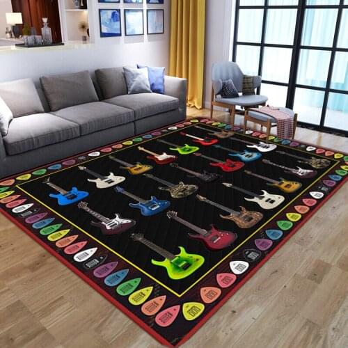 Colorful guitar series 3D Printed Carpets For Living Room bedroom Non-Slip play Area Rugs Modern Home Washable bedside Floor Mat