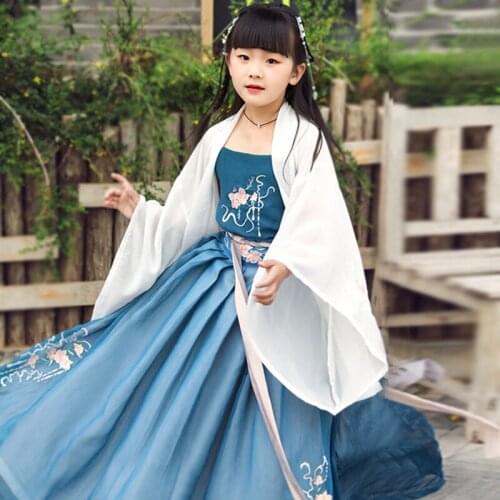 Kids Hanfu Dress Chinese Traditional Summer Clothing Han/Tang Dynasty Fairy Costumes Classical Dance Performance Clothes VO1156