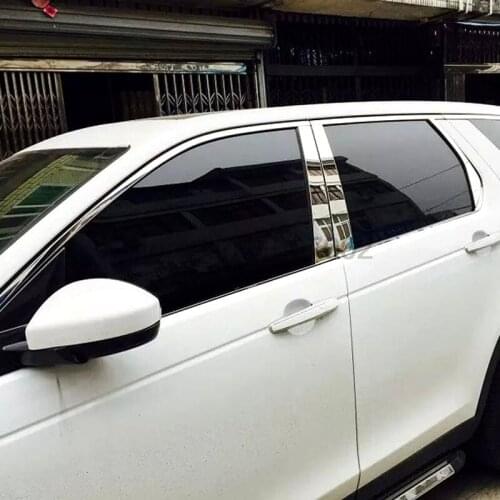 For Land Rover Discovery Sport 2015 6pcs Chrome Window Side Middle Center Pillar Conver Molding Trim Prorectors Car Accessories