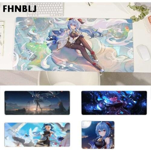 FHNBLJ Genshin Impact Ganyu Speed Mice Retail Small Rubber Mousepad Size for large Edge Locking Speed Version Game Keyboard Pad