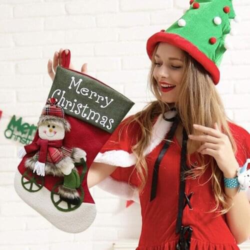 Hot Sale Christmas Socks Sack Xmas Gift Candy Bag Noel Christmas Decoration Christmas Tree Decor For Home Natal Navidad Sock