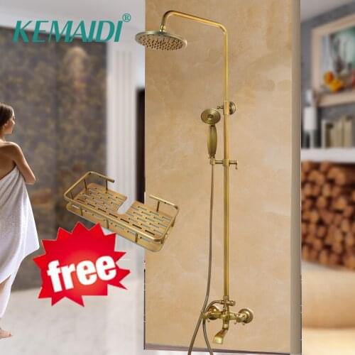 KEMAIDI Wall Mounted Bathroom Rain Shower Set Antique Bronze Rainfall Shower with Hand Shower Brass Rain Shower Faucet Sets