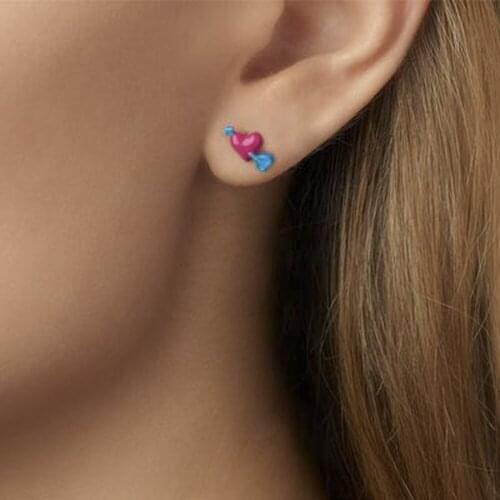 2 Pcs New Alloy Drip Oil Dangle Earring Cute Mini Pierce Your Heart Piercing Earrings Set for Women Fashion Jewelry 2021 Gift