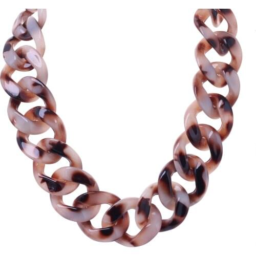 FishSheep New Acrylic Leopard Chunky Chain Choker Necklace For Women Rock Big Resin Long Chain Collar Pendant Necklaces Jewelry